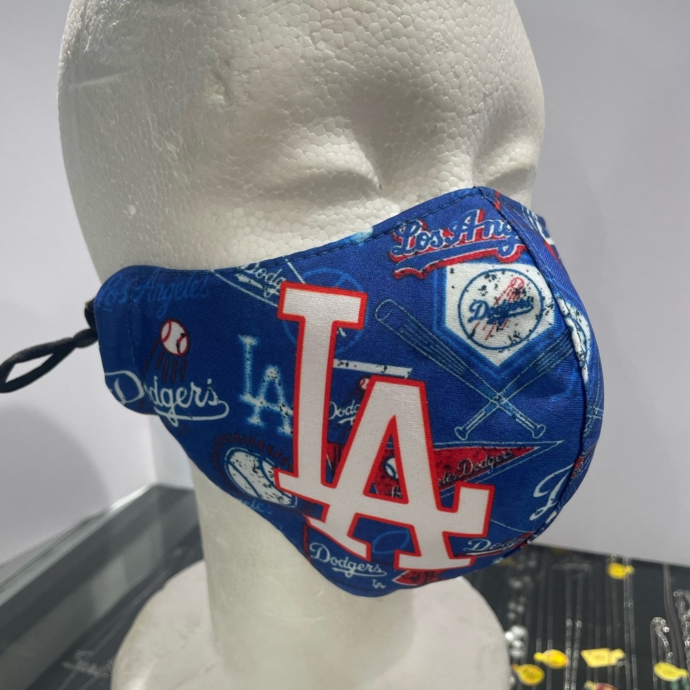 Los Angeles Dodgers MLB Team Color Face Mask Logo ~ Adjustable ear lace straps